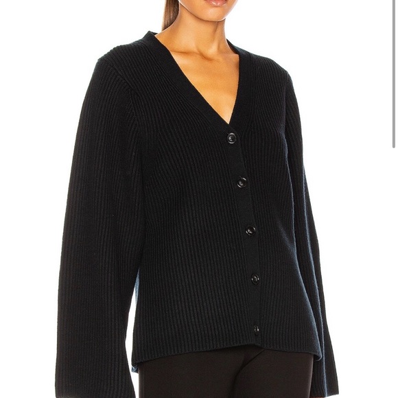 Toteme Black Ribbed Button-Up Sweater - Picture 3 of 5